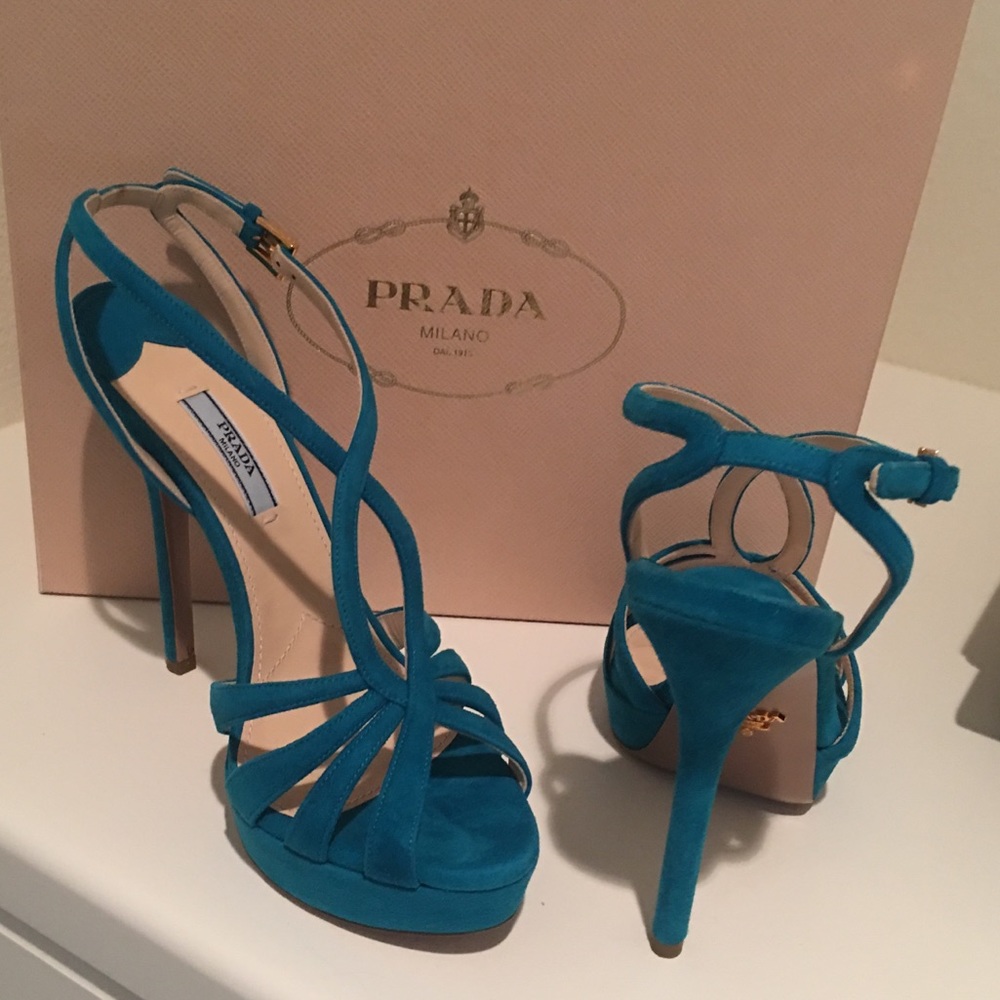 Brand New Turquoise Suede Prada Heels
